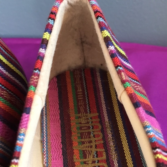 Beacon striped colorful linen slip on flat sandals Guatemalan style size 9.5 - Picture 7 of 13